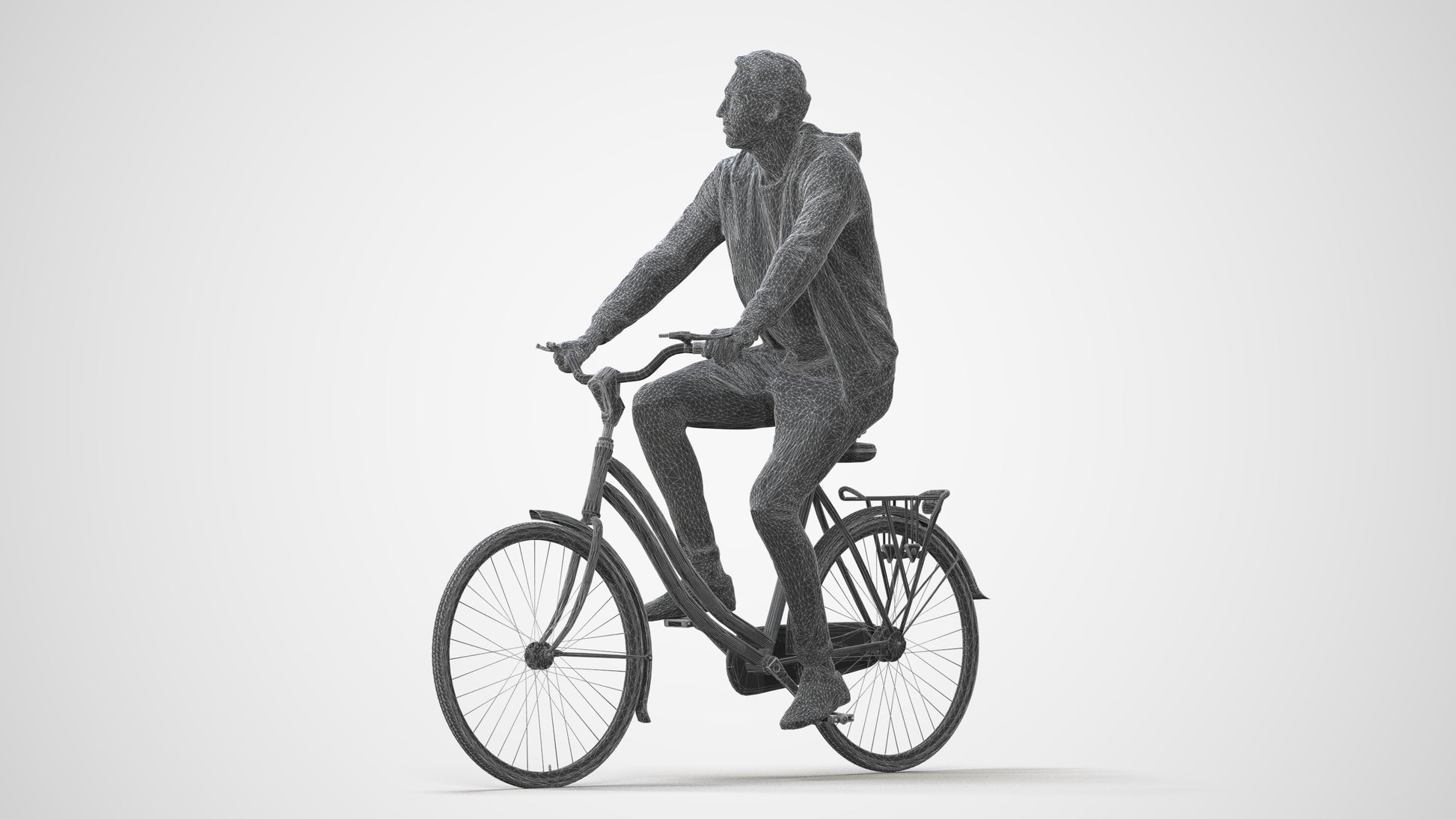 photogrammetry 3D man casual cycling, realistic human model archviz FBX, square thumbnail
