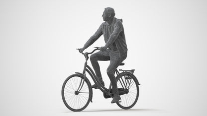 photogrammetry 3D man casual cycling, realistic human model archviz FBX, square thumbnail
