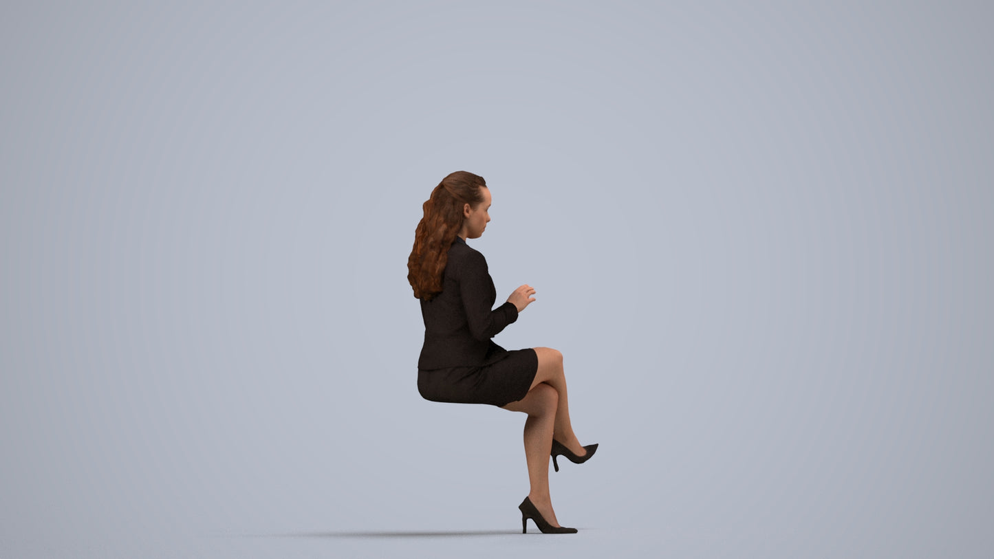 realistic 3D woman business, scanned archviz people for Blender and 3ds Max, side view render
