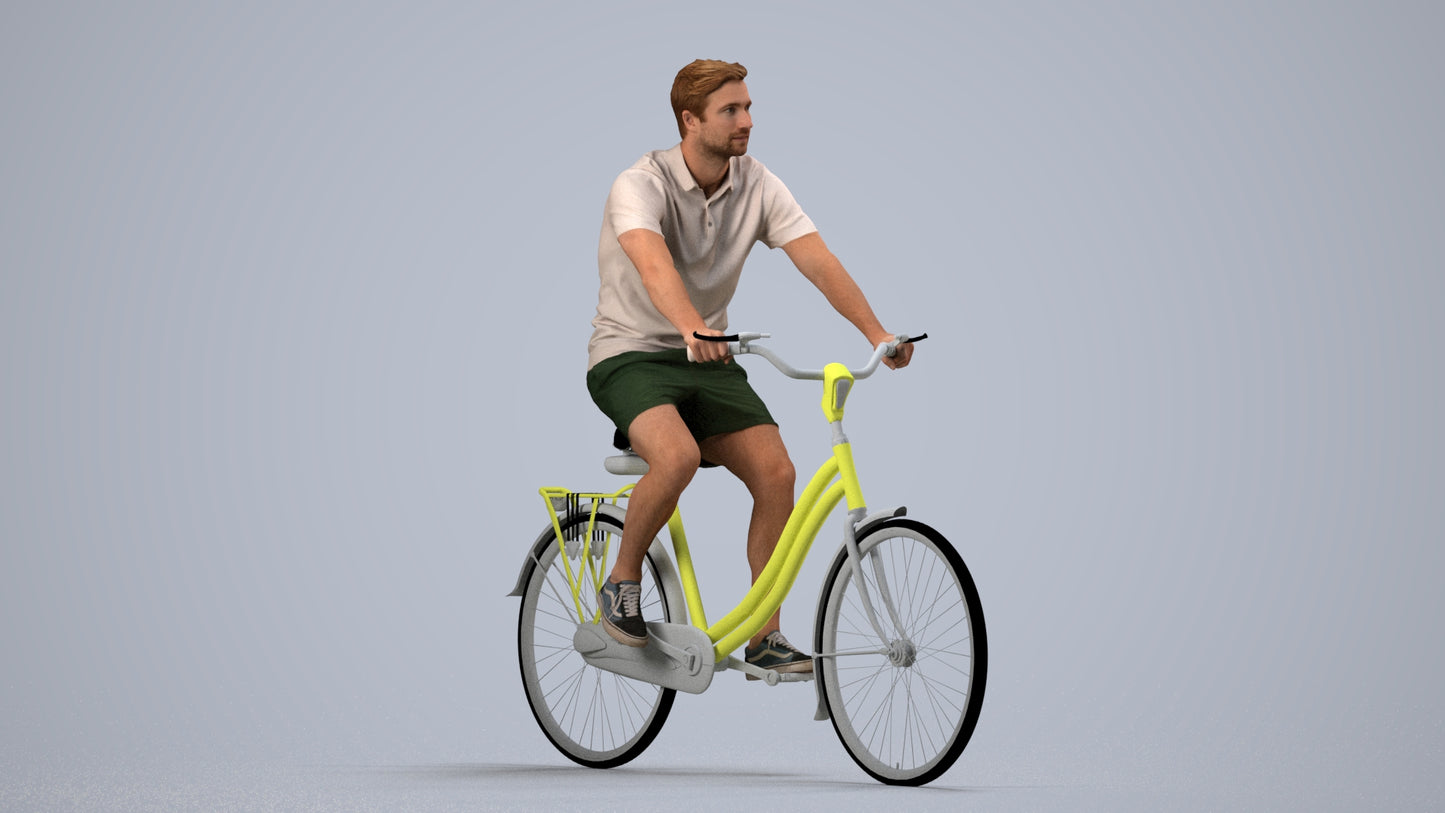 3D human model man casual mix, photogrammetry scanned person for archviz, side view render