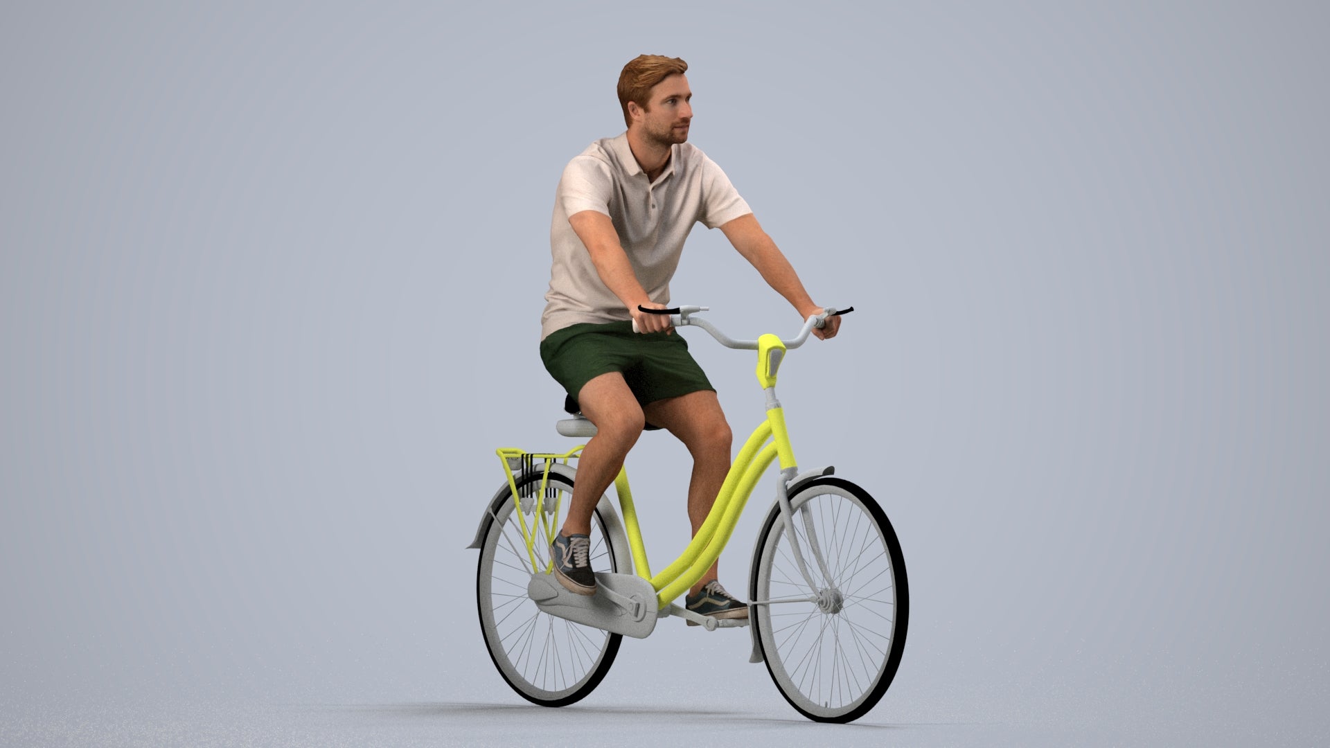 3D human model man casual mix, photogrammetry scanned person for archviz, side view render