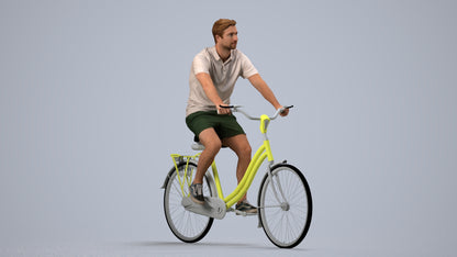 3D human model man casual mix, photogrammetry scanned person for archviz, side view render