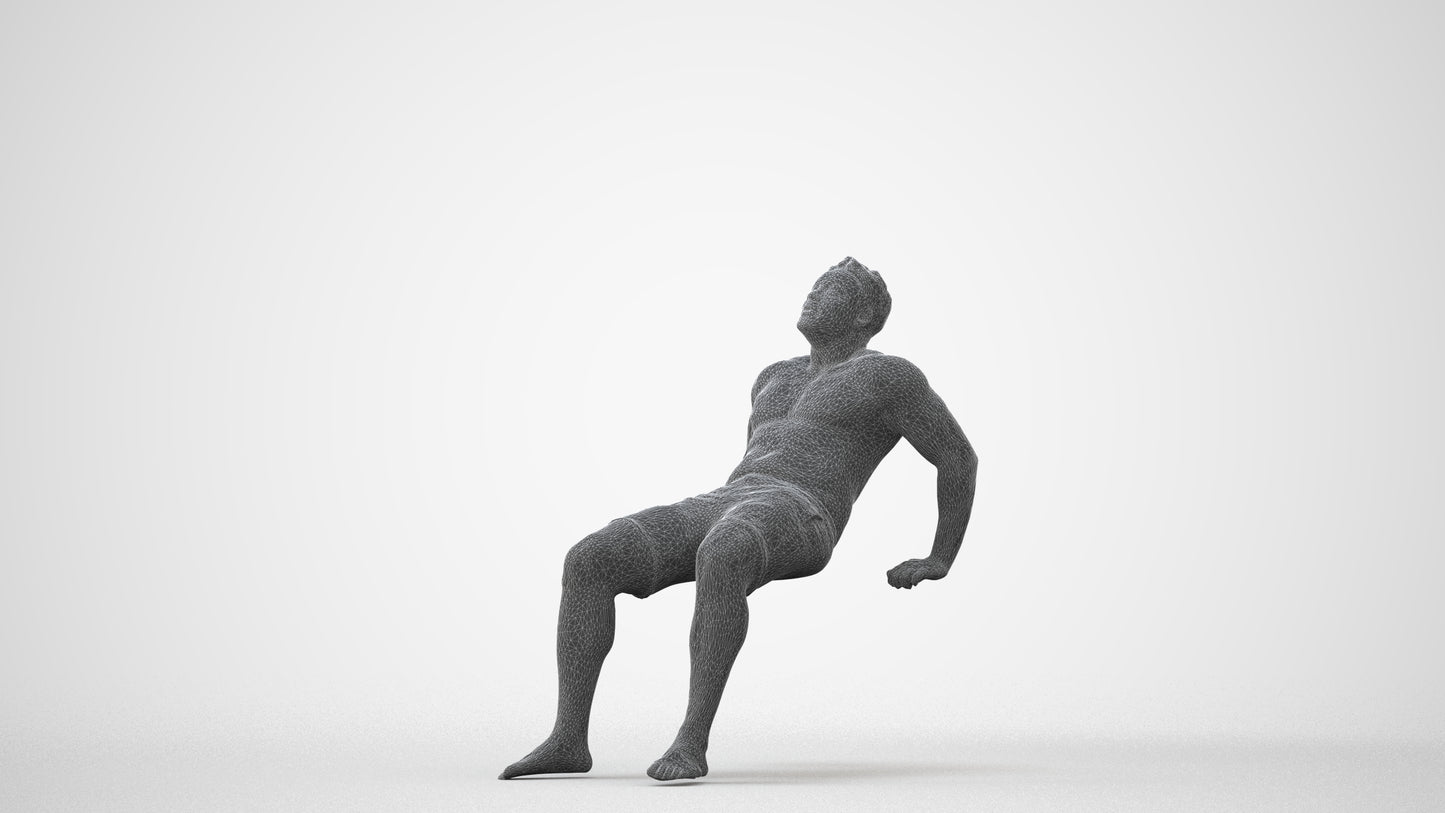 realistic 3D human man pool, archviz people FBX OBJ for Blender, square thumbnail