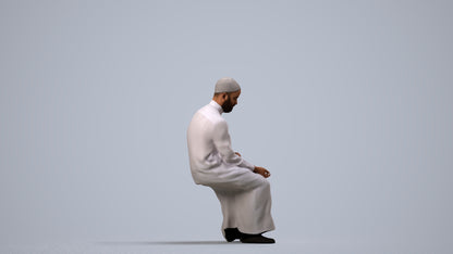 3D people model man sitting, scanned human for 3ds Max rendering, side view render