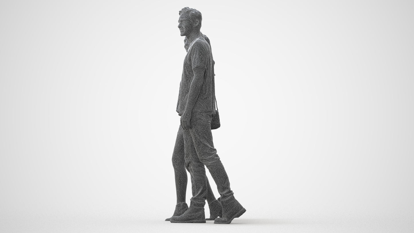 realistic 3D woman casual couple, scanned archviz people for Blender and 3ds Max, square thumbnail