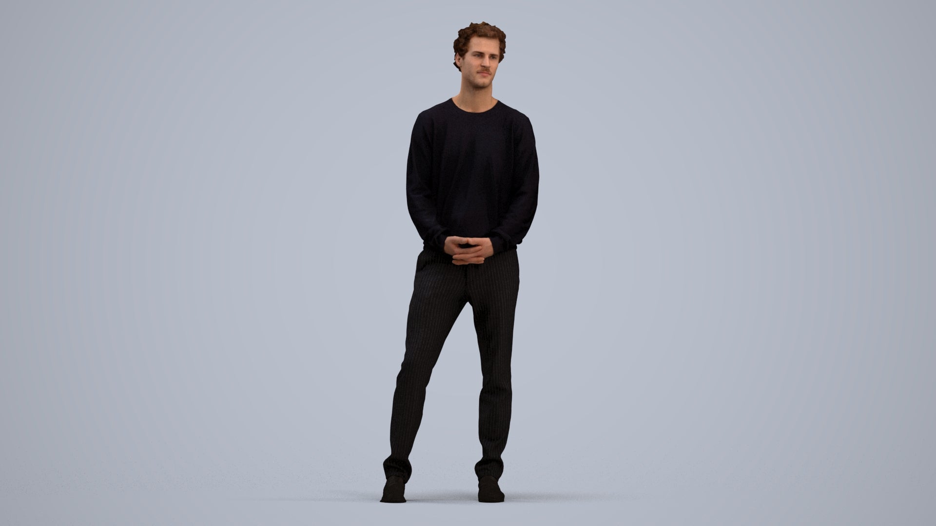 scanned 3D man casual standing, photogrammetry people for Enscape and V-Ray, standing pose render