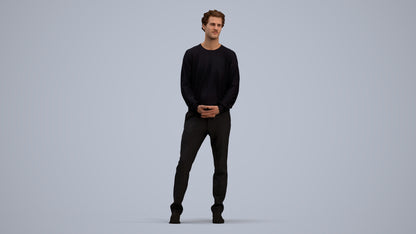 scanned 3D man casual standing, photogrammetry people for Enscape and V-Ray, standing pose render