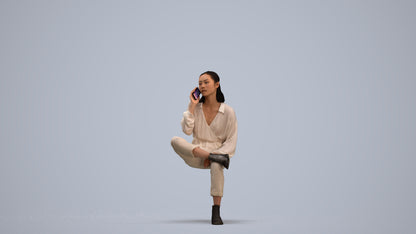 3D people model woman casual sitting, scanned human for 3ds Max rendering, standing pose render