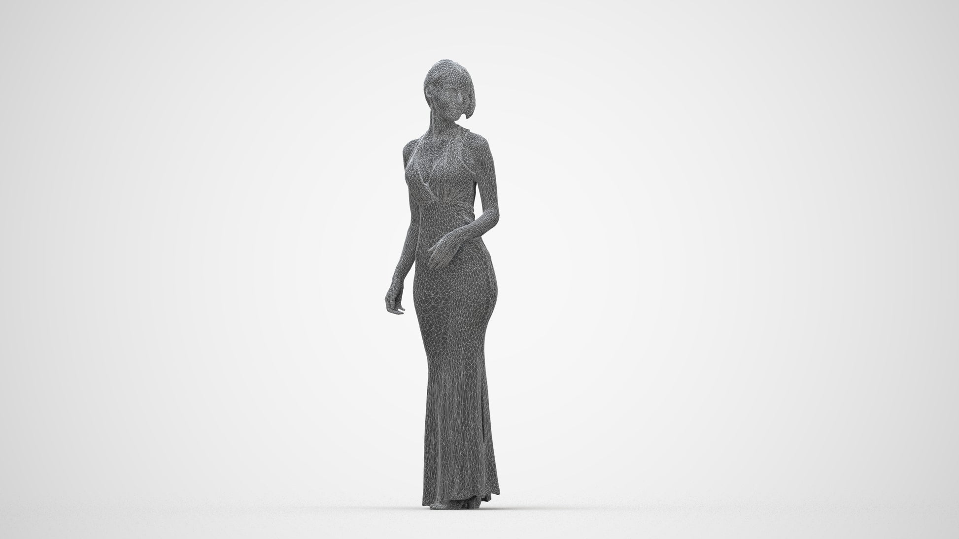 realistic 3D people woman formal formalaffairs, render-ready for V-Ray and Corona, FBX OBJ, wireframe back view