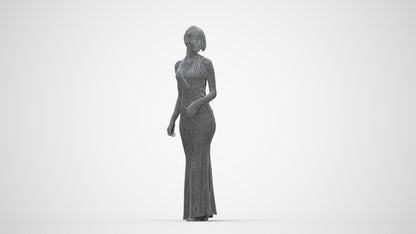 realistic 3D people woman formal formalaffairs, render-ready for V-Ray and Corona, FBX OBJ, wireframe back view