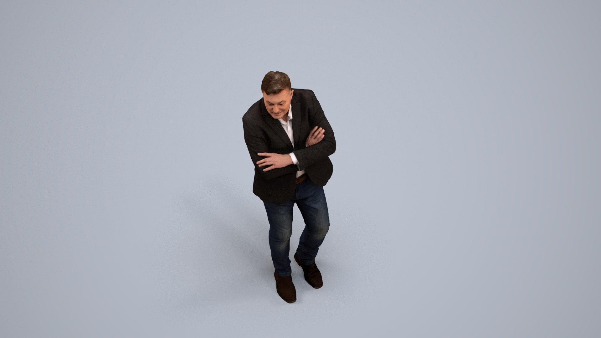 photogrammetry 3D man business, realistic human model archviz FBX, back view render