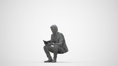 realistic 3D man business, scanned archviz people for Blender and 3ds Max, wireframe back view