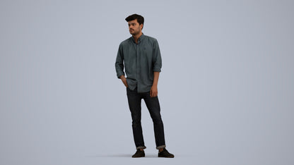 photogrammetry 3D man casual standing, realistic human model archviz FBX, standing pose render