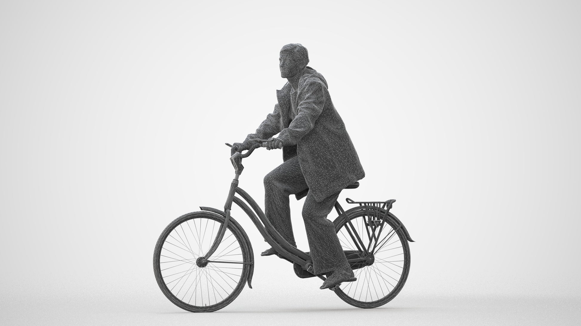 3D people model woman casual cycling, scanned human for 3ds Max rendering, square thumbnail