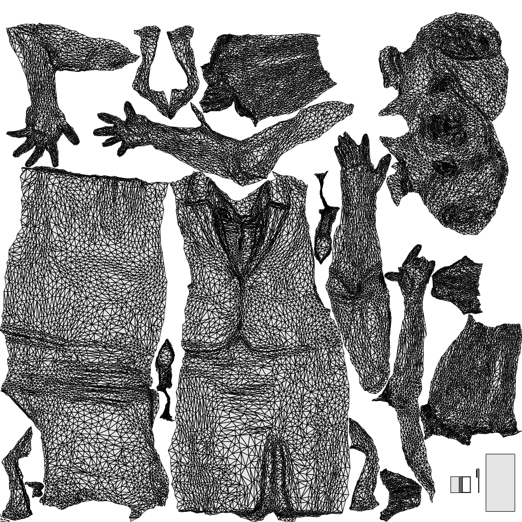 3D people model woman hospitality, scanned human for 3ds Max rendering, wireframe top-down view