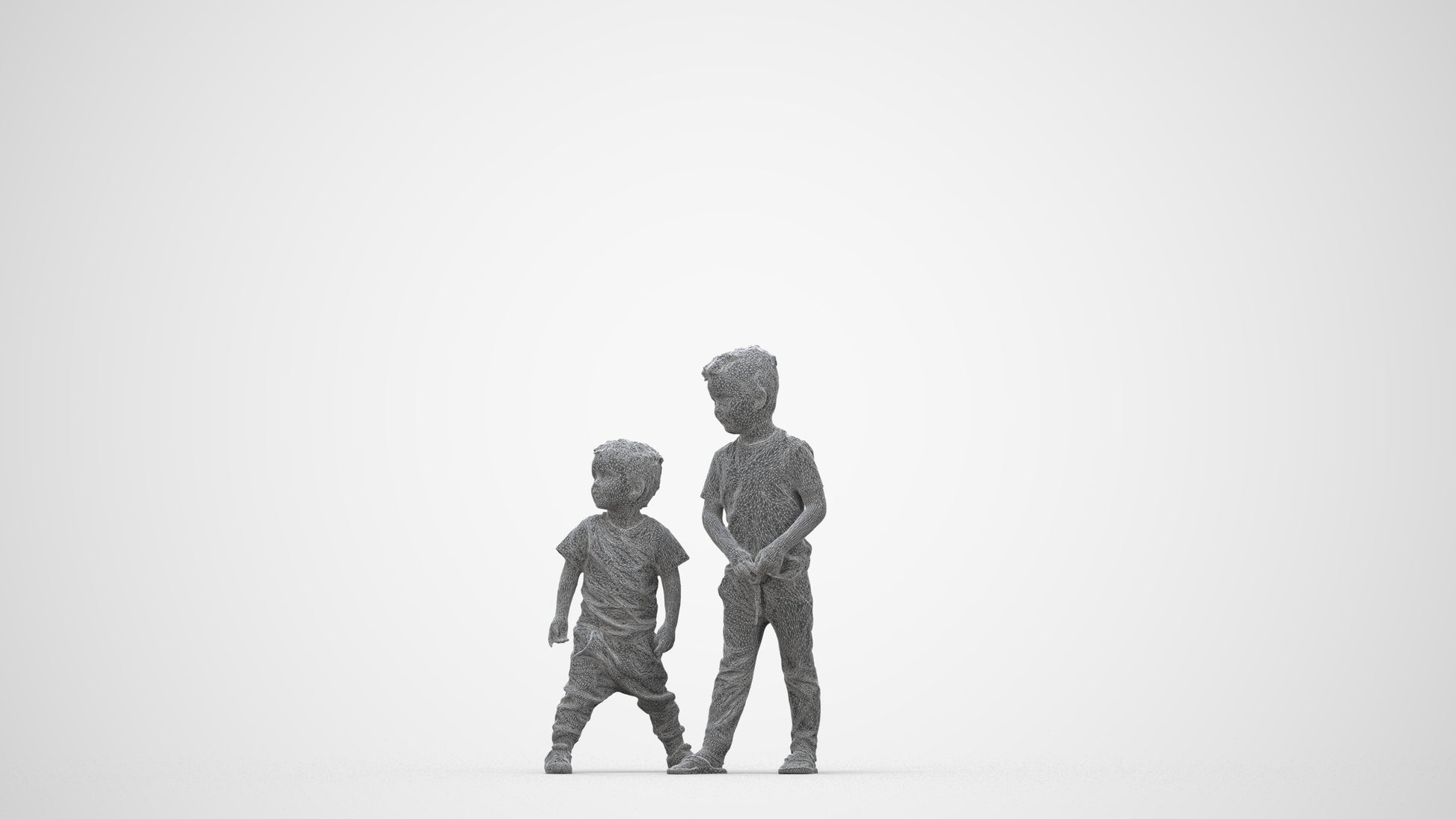 realistic 3D human boy casual kids, archviz people FBX OBJ for Blender, wireframe back view