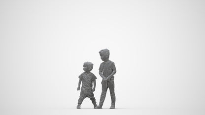 realistic 3D human boy casual kids, archviz people FBX OBJ for Blender, wireframe back view