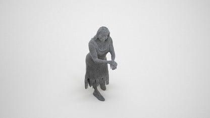 realistic 3D human woman casual standing, archviz people FBX OBJ for Blender, wireframe three-quarter view