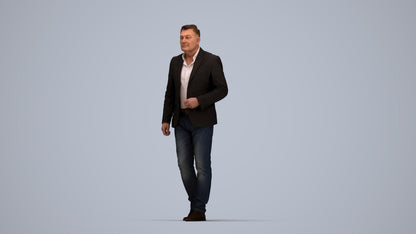 realistic 3D human man business, archviz people FBX OBJ for Blender, top-down view render