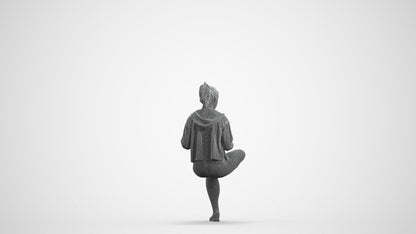 realistic 3D woman sport sitting, scanned archviz people for Blender and 3ds Max, wireframe front view
