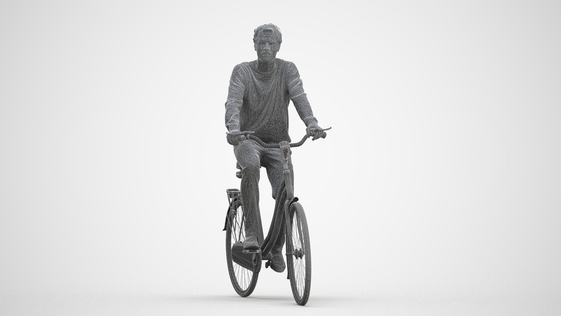 3D people model man casual cycling, scanned human for 3ds Max rendering, three-quarter front view render