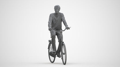3D people model man casual cycling, scanned human for 3ds Max rendering, three-quarter front view render