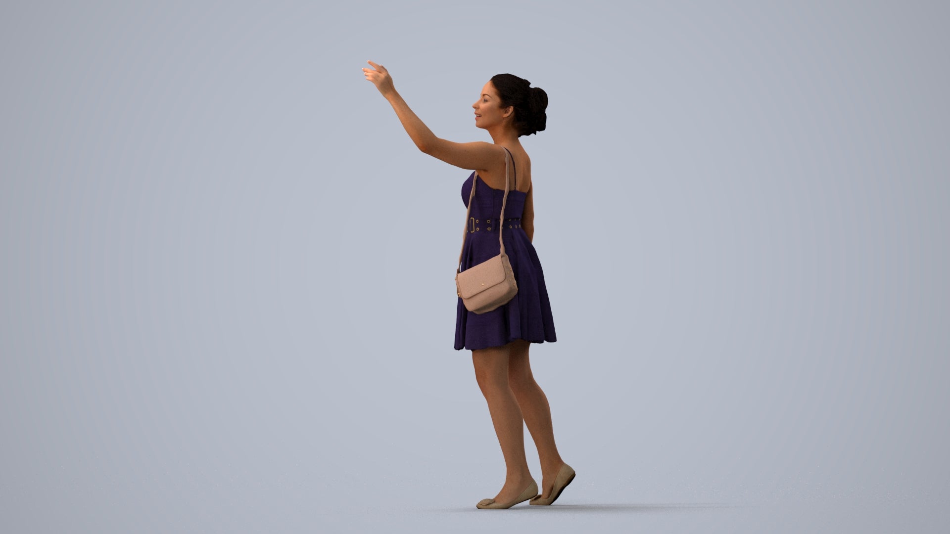 realistic 3D human woman formal formalaffairs, archviz people FBX OBJ for Blender, three-quarter view render