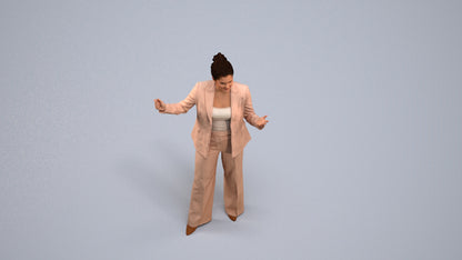 realistic 3D human woman business, archviz people FBX OBJ for Blender, back view render