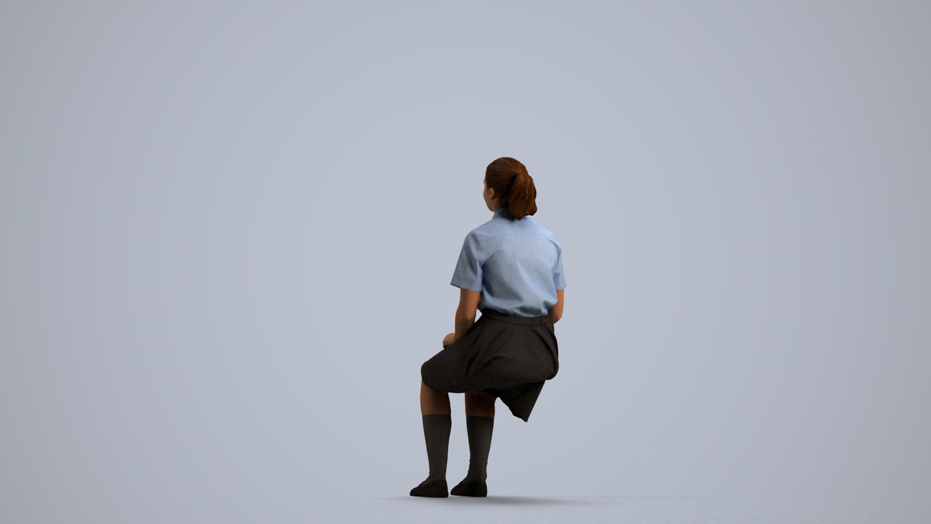 realistic 3D human girl kids, archviz people FBX OBJ for Blender, front view render
