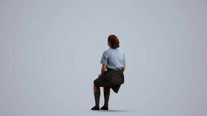 realistic 3D human girl kids, archviz people FBX OBJ for Blender, front view render