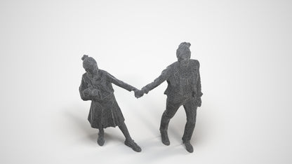 realistic 3D people girl kids, render-ready for V-Ray and Corona, FBX OBJ, wireframe three-quarter view