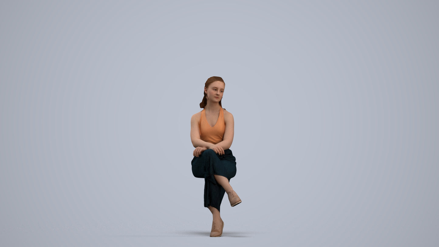 realistic 3D people girl casual kids, render-ready for V-Ray and Corona, FBX OBJ, standing pose render