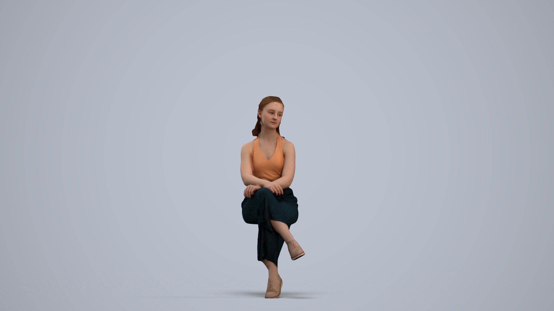 realistic 3D people girl casual kids, render-ready for V-Ray and Corona, FBX OBJ, standing pose render
