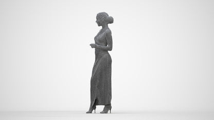 realistic 3D human woman formal formalaffairs, archviz people FBX OBJ for Blender, wireframe back view