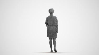 3D people model woman casual walking, scanned human for 3ds Max rendering, wireframe front view