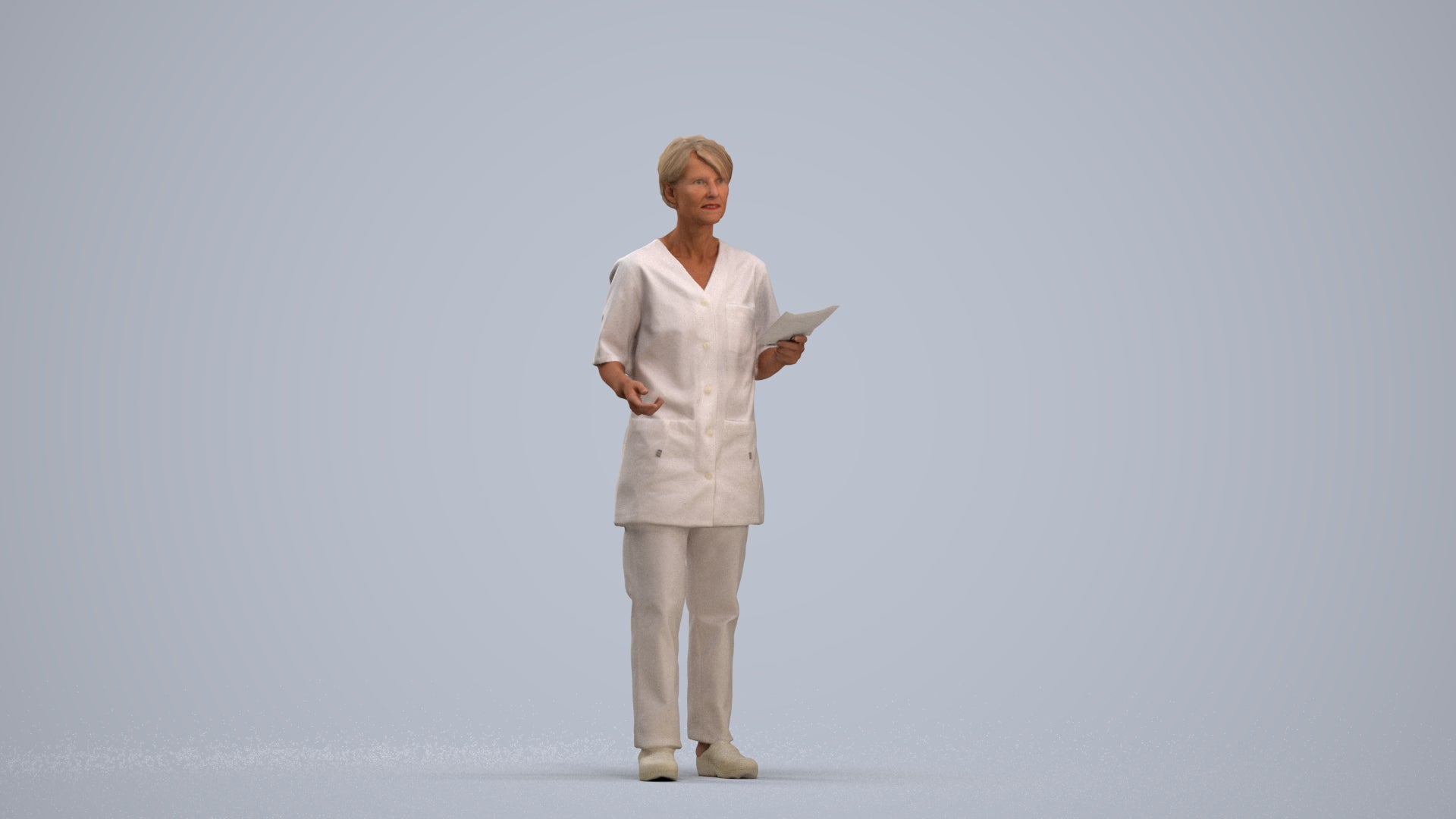photogrammetry 3D senior woman medical, realistic human model archviz FBX, standing pose render