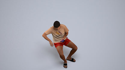 realistic 3D man casual sitting, scanned archviz people for Blender and 3ds Max, back view render