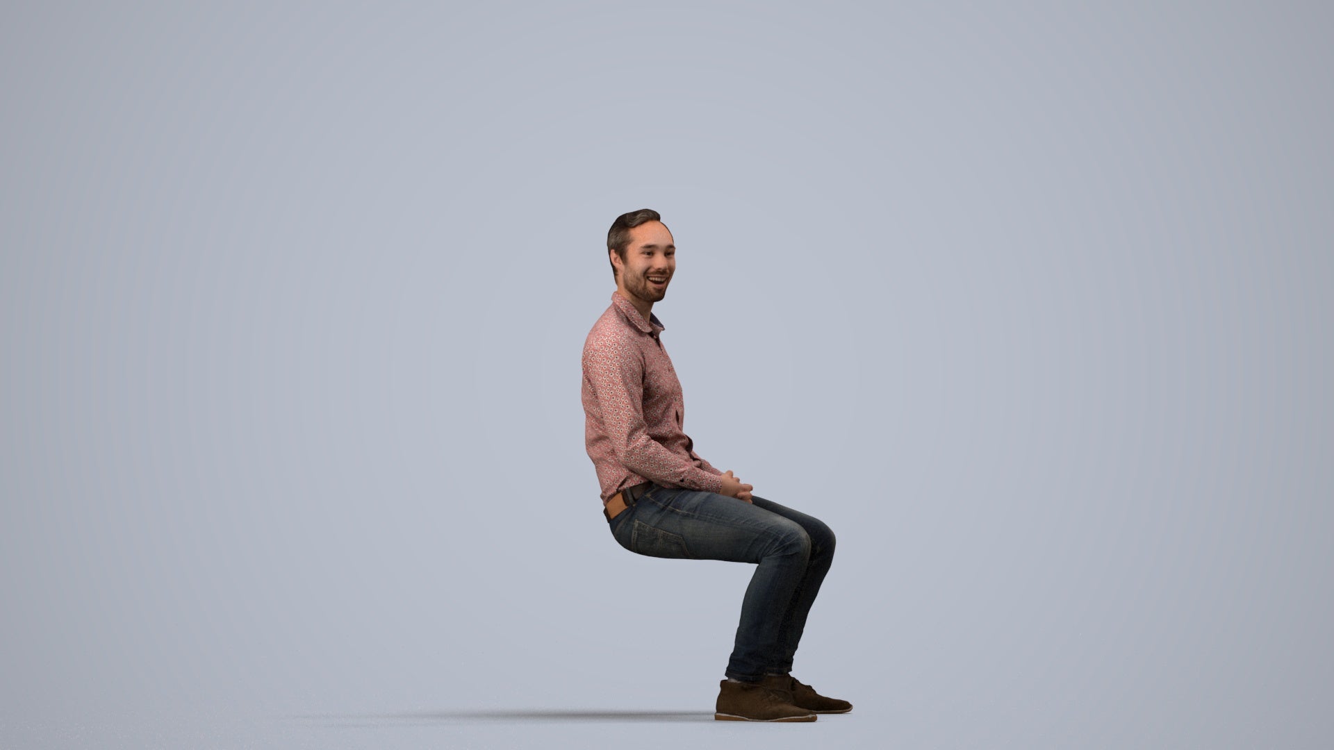 realistic 3D people man casual pool, render-ready for V-Ray and Corona, FBX OBJ, side view render