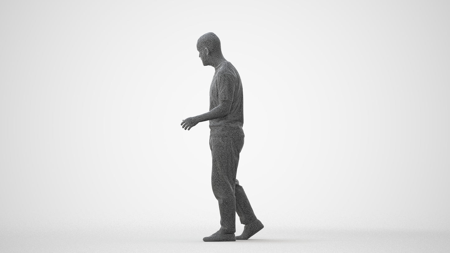 photogrammetry 3D man casual walking, realistic human model archviz FBX, square thumbnail