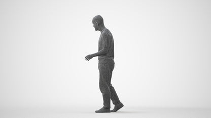 photogrammetry 3D man casual walking, realistic human model archviz FBX, square thumbnail