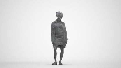 realistic 3D people woman casual standing, render-ready for V-Ray and Corona, FBX OBJ, three-quarter front view render