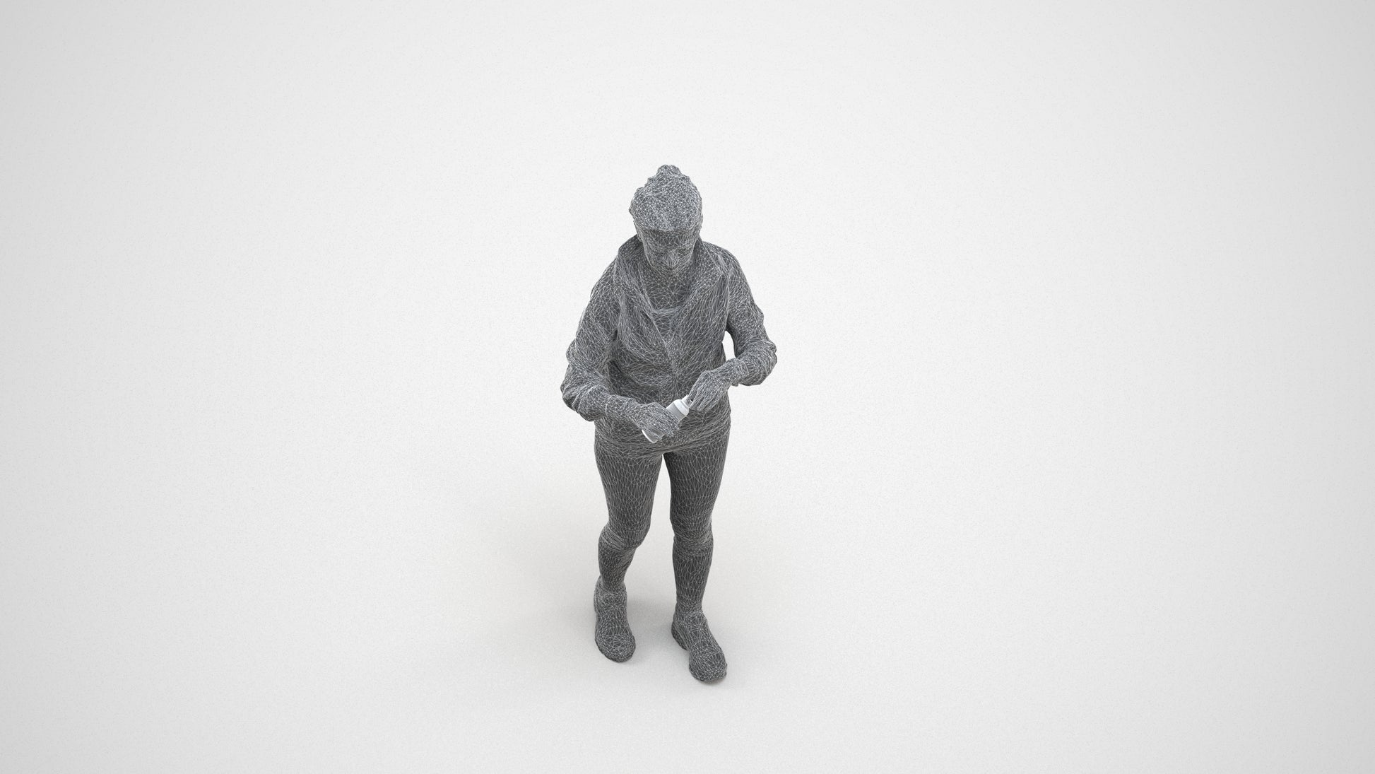 realistic 3D people woman sport, render-ready for V-Ray and Corona, FBX OBJ, wireframe three-quarter view