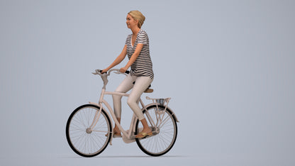 3D people model woman casual cycling, scanned human for 3ds Max rendering, top-down view render