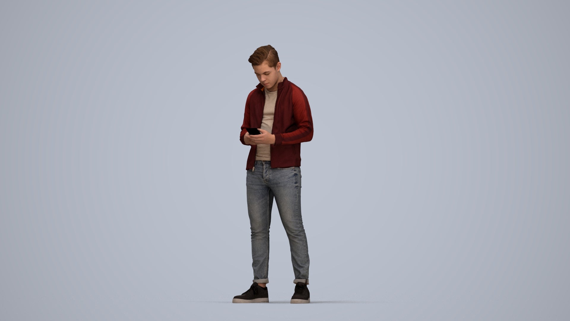 scanned 3D boy casual kids, photogrammetry people for Enscape and V-Ray, top-down view render