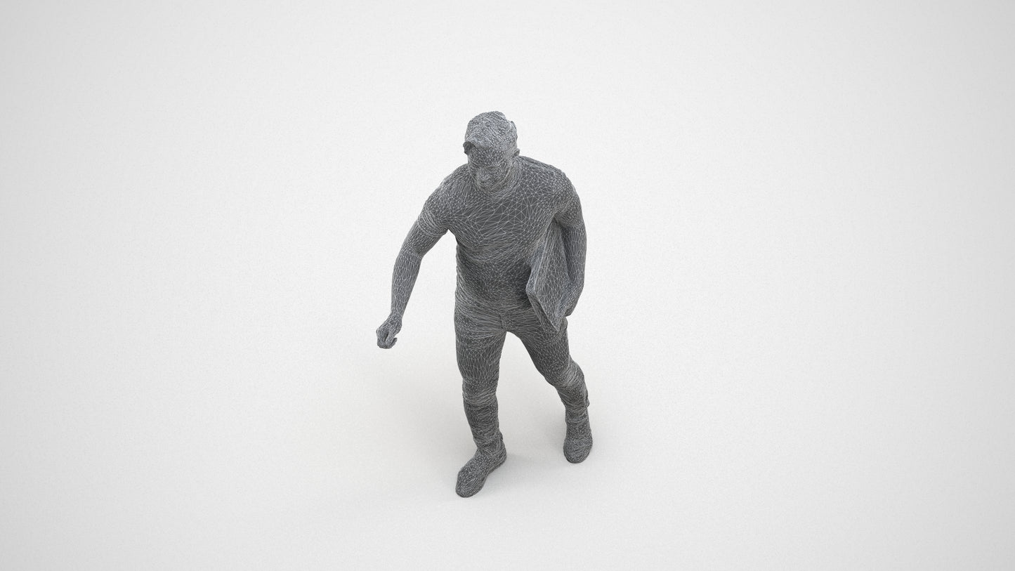realistic 3D people man casual door, render-ready for V-Ray and Corona, FBX OBJ, wireframe three-quarter view
