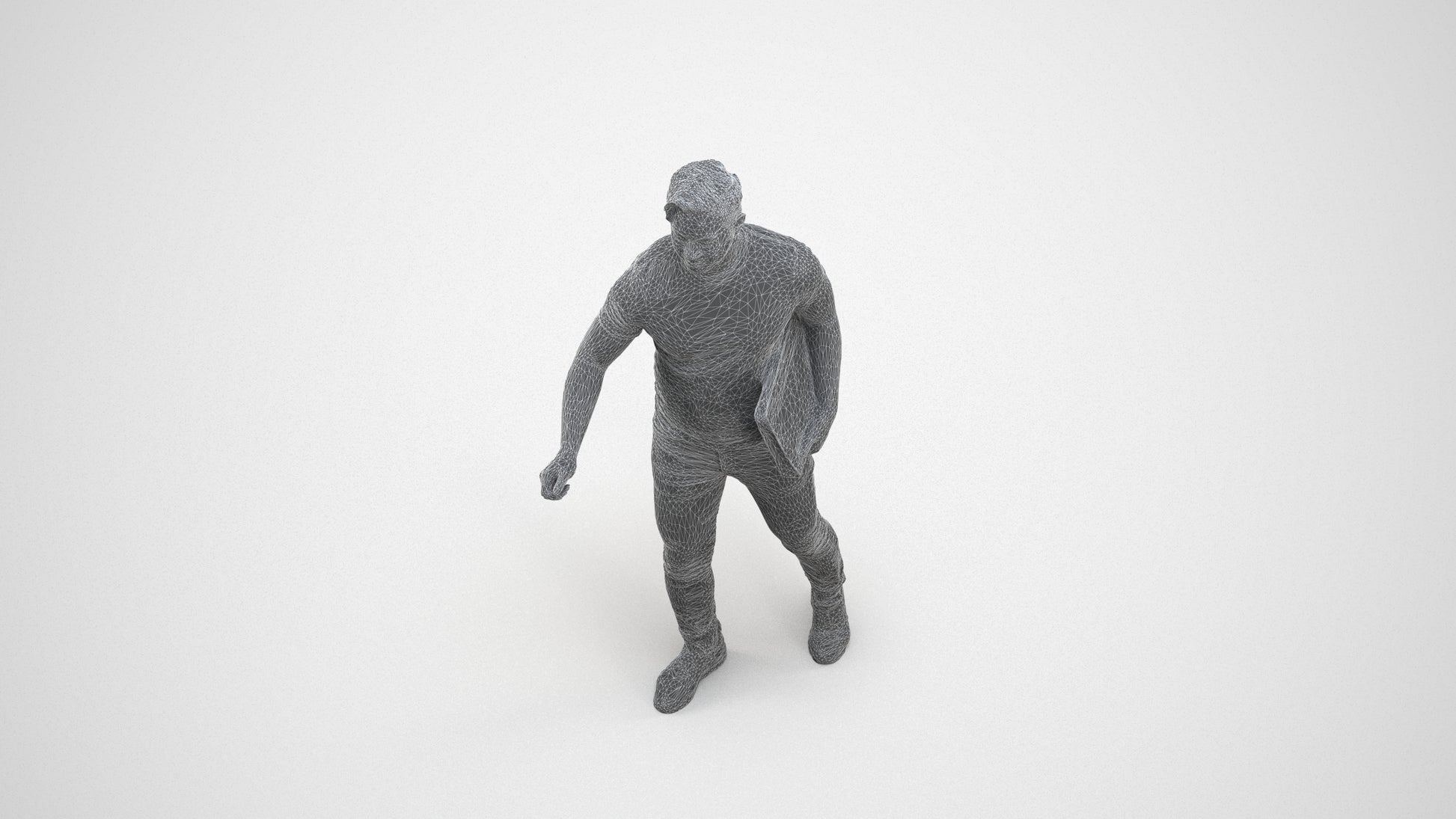 realistic 3D people man casual door, render-ready for V-Ray and Corona, FBX OBJ, wireframe three-quarter view