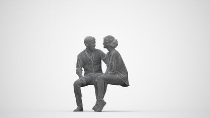 realistic 3D human woman casual couple, archviz people FBX OBJ for Blender, wireframe back view
