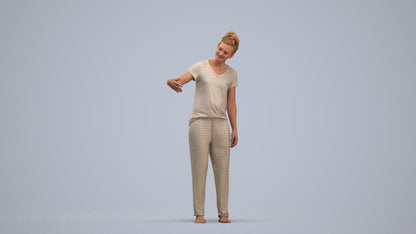 photogrammetry 3D woman bathroom, realistic human model archviz FBX, standing pose render
