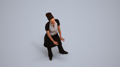 scanned 3D woman hospitality, photogrammetry people for Enscape and V-Ray, back view render