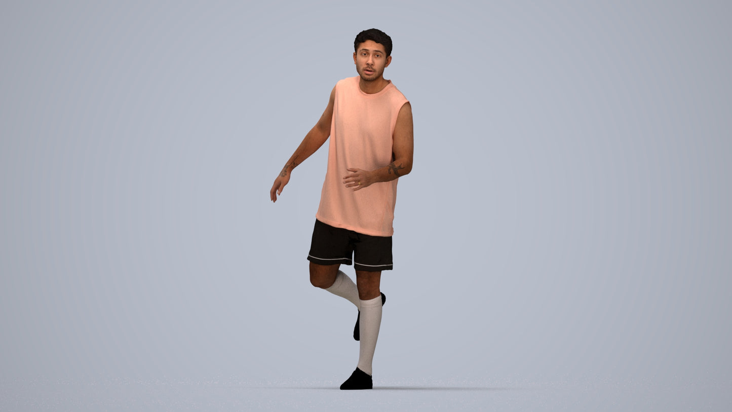 realistic 3D people man sport, render-ready for V-Ray and Corona, FBX OBJ, top-down view render